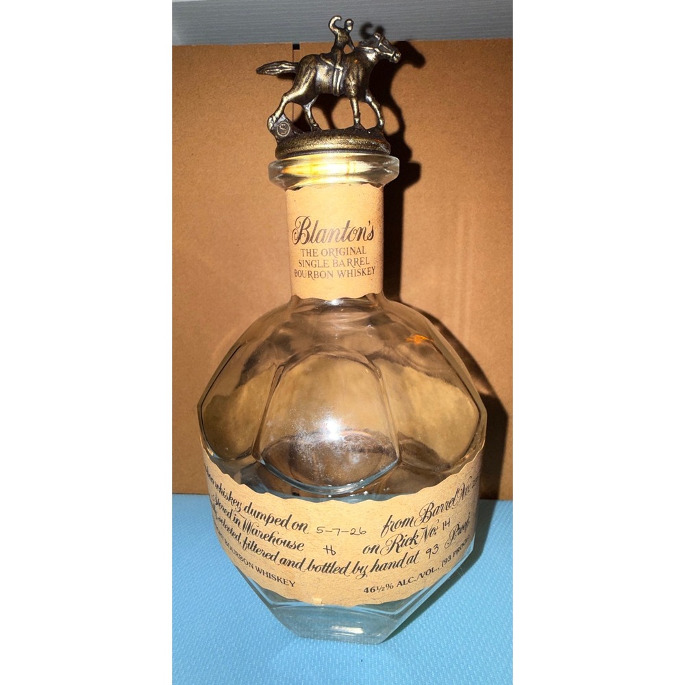 Blanton's Bourbon Empty Bottle 750ml Clear Excellent Horse Stopper Letter S